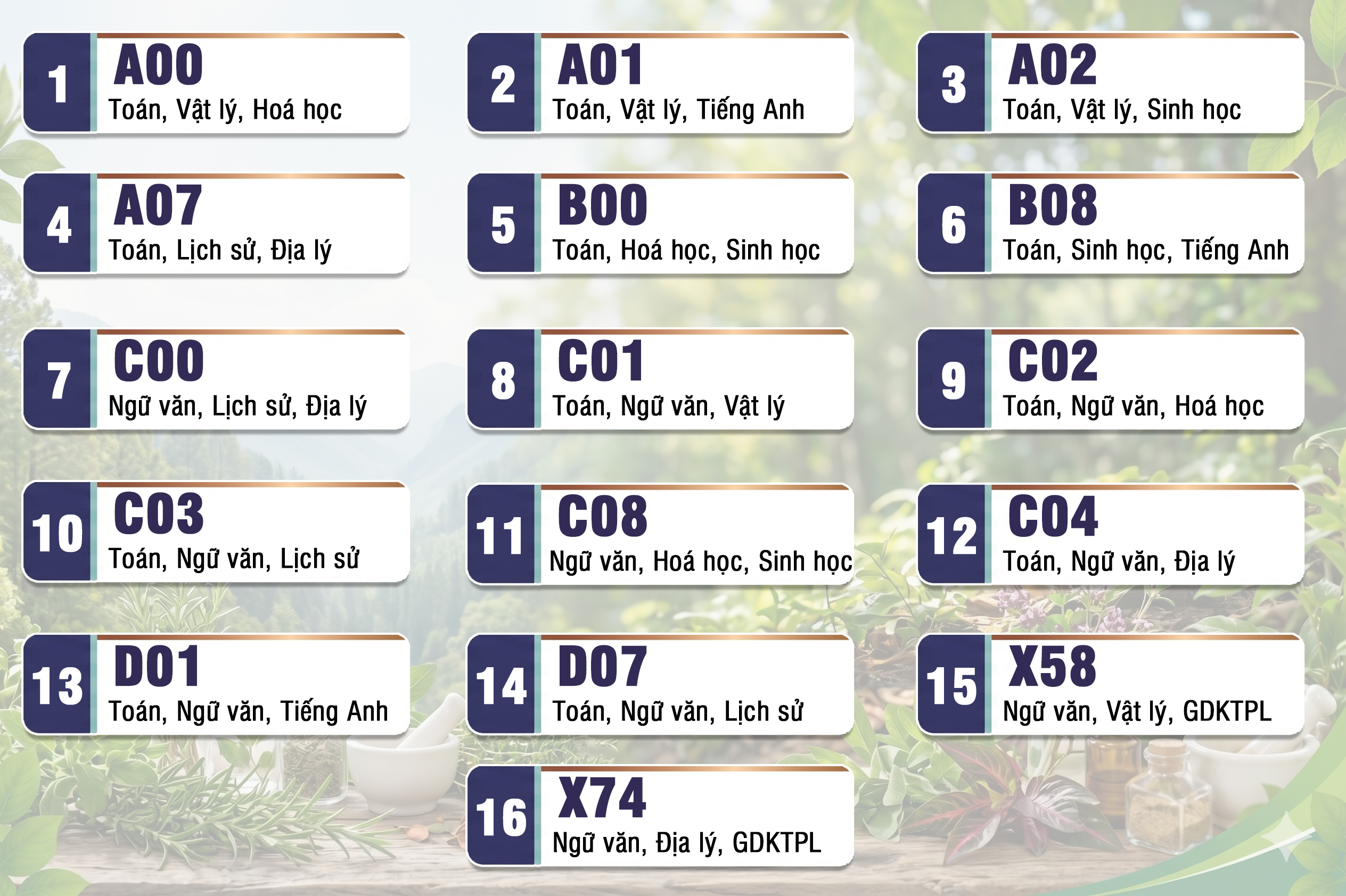 Tổ hợp xét tuyển